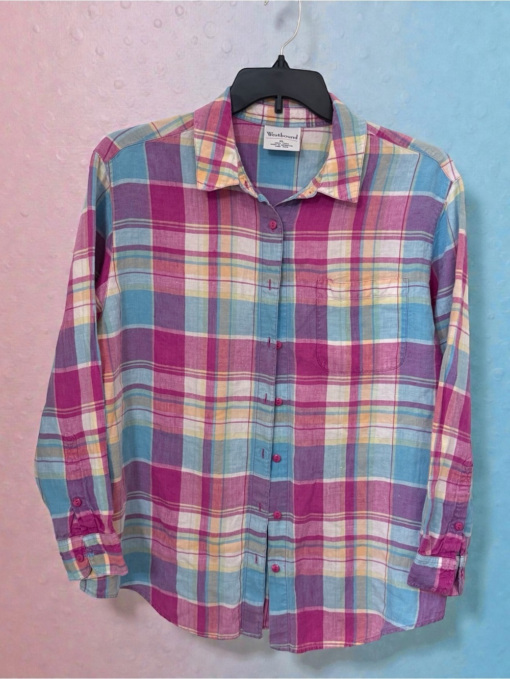 Westbound Pink, Blue & Yellow Plaid Button-Down Shirt